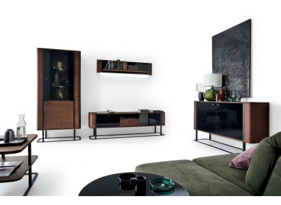 Wohnwand Modern TV-Lowboard Luxuriöses Vitrine Wohnzimmer Set 4tlg