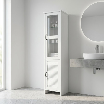 Modern fehér MDF és üveg vitrín