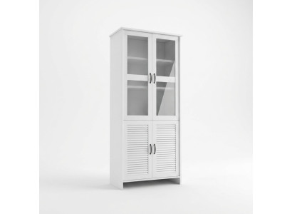 Modern fehér MDF vitrineszekrény üveggel