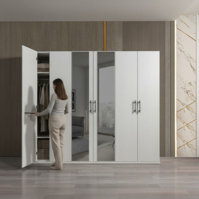 Modern fehér tárolószekrény 254 cm