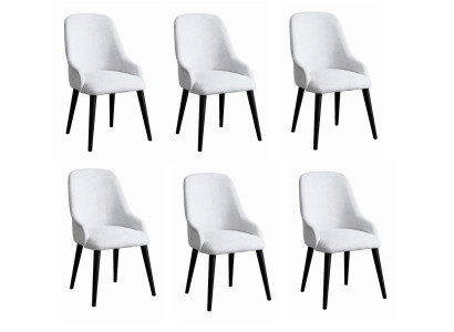 Weißes Stuhlset  6 Stühle gepolsterter Stuhl für das Esszimmer Stoffstuhl