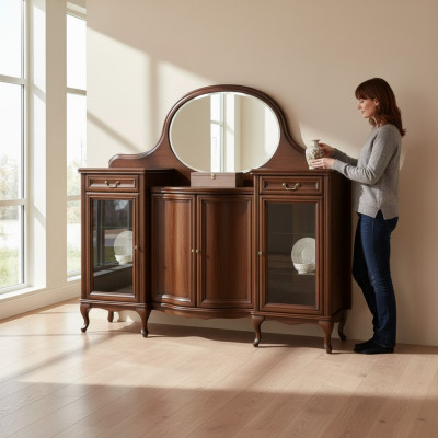  Klassischer Antik Holz Standspiegel Stand Spiegel Model W-NL-Kr Aufsatz Spiegel 