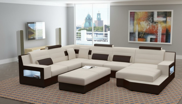 Wohnlandschaft Ecksofa Sofa Couch Polster Garnitur Ledersofa Schlafsofa