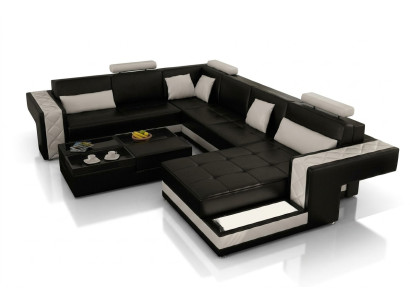 Ecksofa Ledersofa Big XXL U Form Wohnlandschaft Sofa Couch Garnitur Neu