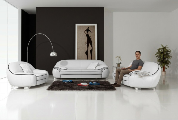 Sofagarnitur Couch Polster Sofa Set 3+2+1 Leder Couchen Sofas Komplett 2705