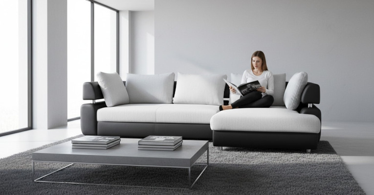 Ecksofa Wohnlandschaft + Bettfunktion Sofa Ecksofa Couch Ecke Polster Garnitur