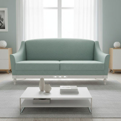 Chippendale Sofa 3 Sitzer Landhaus Stoffsofa mit Holz Designer Garnitur