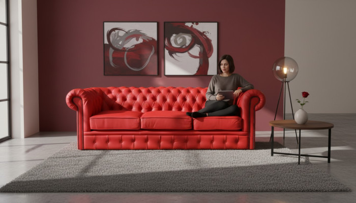 Chesterfield Polster Sofa Couch Designer Garnitur 3 Sitz Couchen Klassisch *Neu*