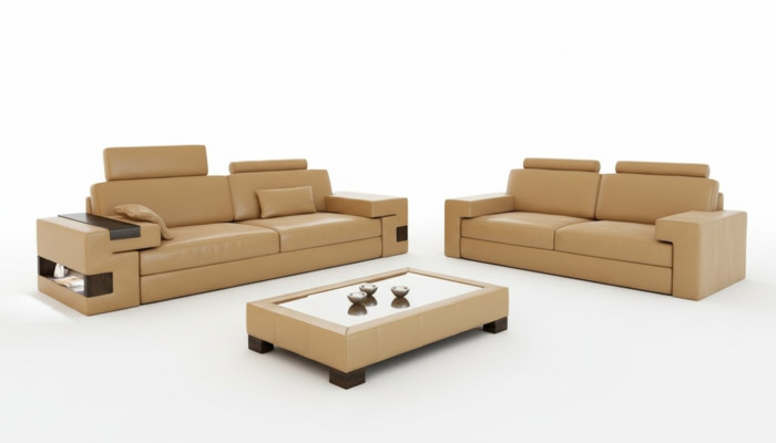 Ledersofa Sofagarnitur 3+2+1 Couch Sitz Polster Sofa Garnitur Set Nassau B