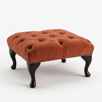 Hocker Sessel Fernseh Design Polster Fußhocker Chesterfield Textil Neu - 368