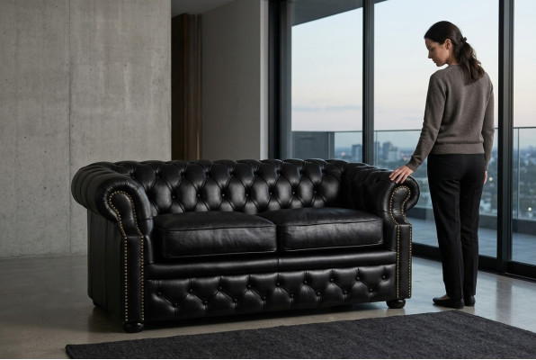 Sofa Couch Chesterfield  Polster Sofas 2 Sitzer Leder Textil Lounge Club  #289
