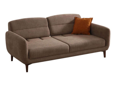 Wohnzimmer Dreisitzer Sofa Moderner Stil Braun Holzgestell Kissen Weich