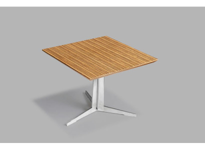 Beistelltisch aus Furnier und Edelstahl in modernem Design