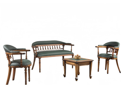 Set 4tlg Arbeitszimmer Sessel Sofa Couchtisch Lehnstuhl Ledersofa Loungesessel