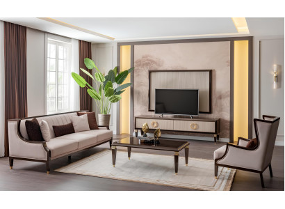 3+1 Sitzer, Couchtisch & TV-Board – komplettes Wohnzimmer Set