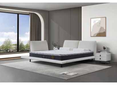 Weißes Schlafzimmer Polsterbett Designer Textilbetten Metallfüße