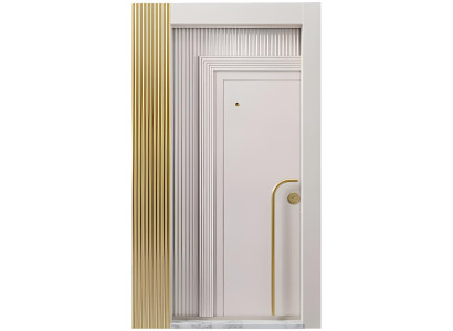 Weiß-Goldene Eingangstür Designer Metalltüren Hoteltüren Edle Tür